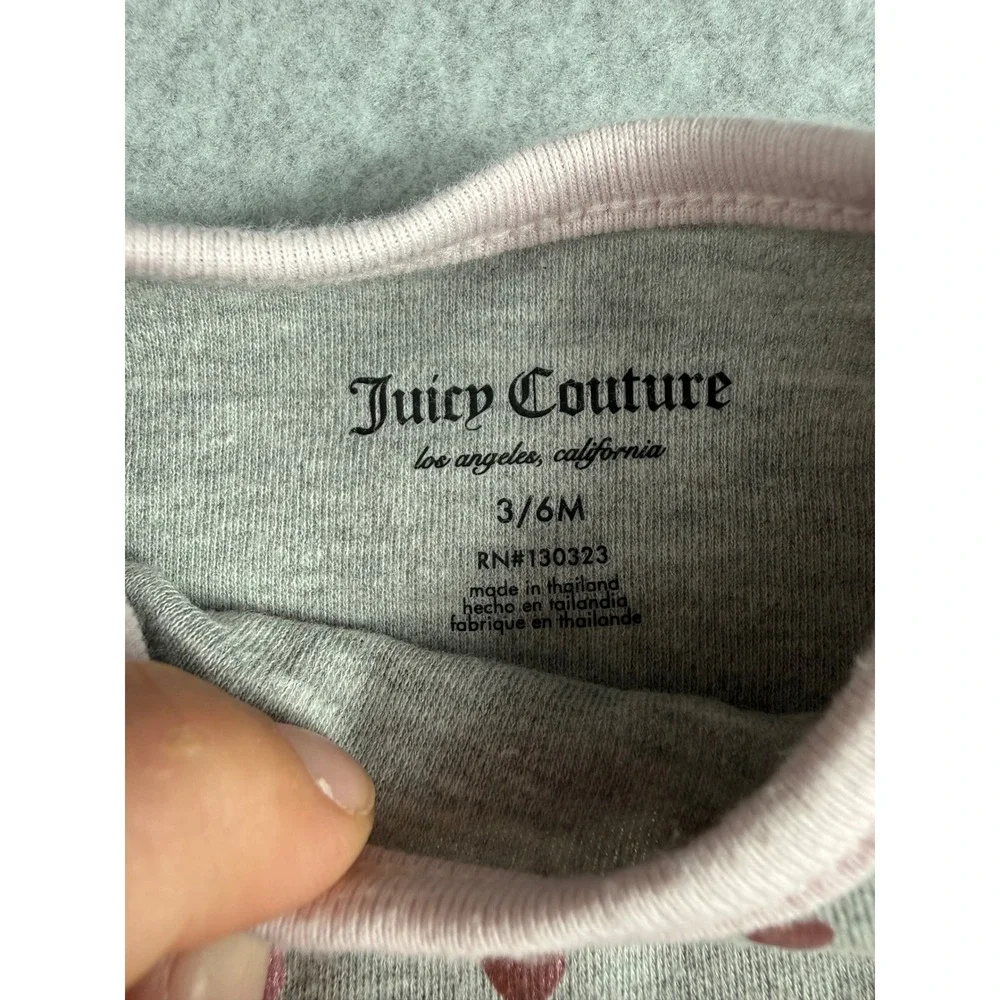 Juicy Couture Bodysuit Jogger Set 3/6M Gray Pink Y2K Ruffle Butt Athleisure
